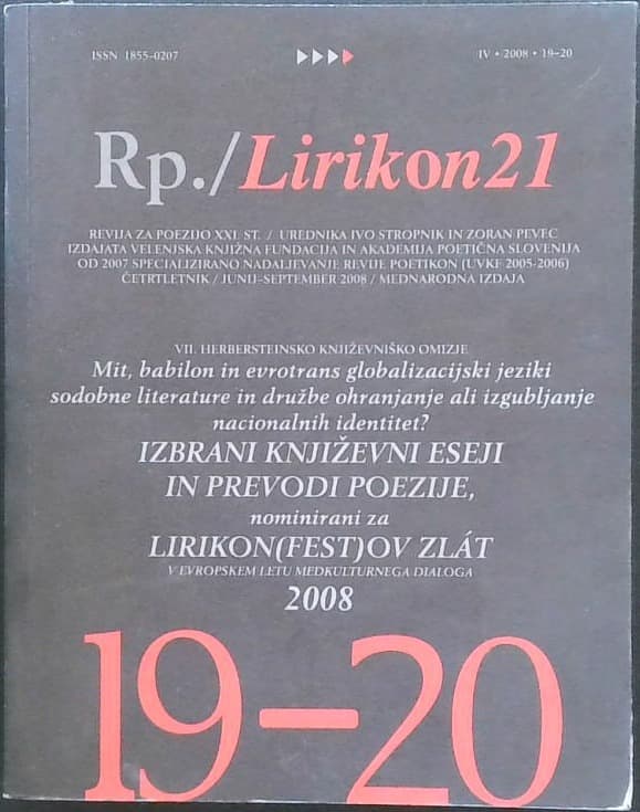 Naslovnica knjige Rp./ Lirikon 21