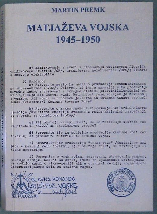 Naslovnica knjige Matjaževa vojska 1945-1950