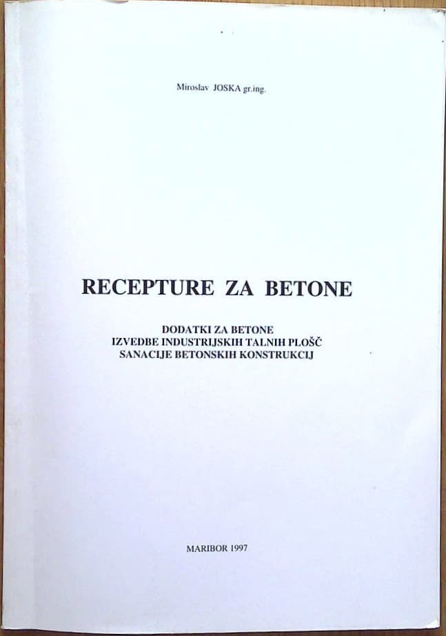 Naslovnica knjige Recepture za betone