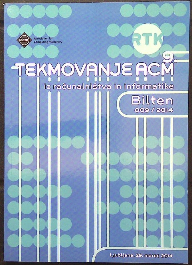 Naslovnica knjige 9. tekmovanje ACM iz računalništva in informatike
