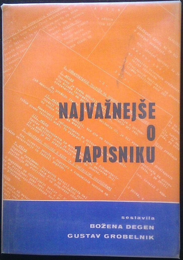Naslovnica knjige Najvažnejše o zapisniku