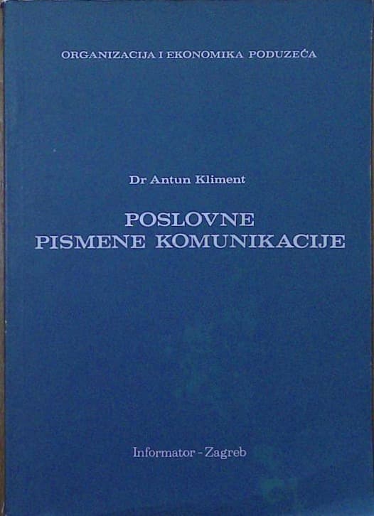 Naslovnica knjige Poslovne pismene komunikacije