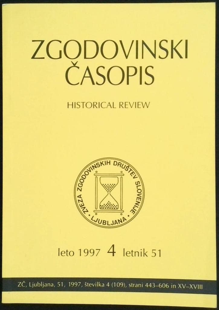 Naslovnica knjige Zgodovinski časopis - letnik 51, leto 1997, št. 4 (109)