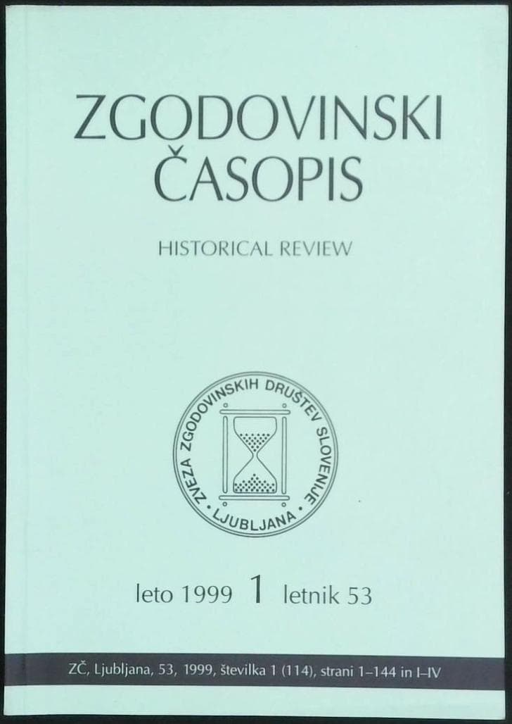 Naslovnica knjige Zgodovinski časopis - letnik 53, leto 1999, št. 1 (114)