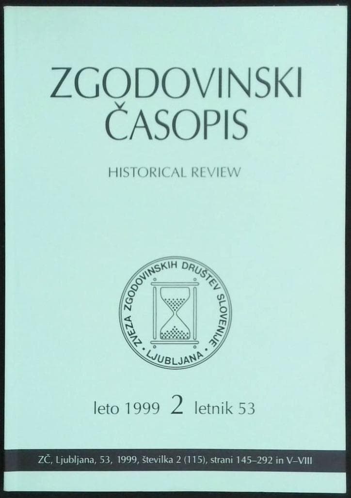 Naslovnica knjige Zgodovinski časopis - letnik 53, leto 1999, št. 2 (115)